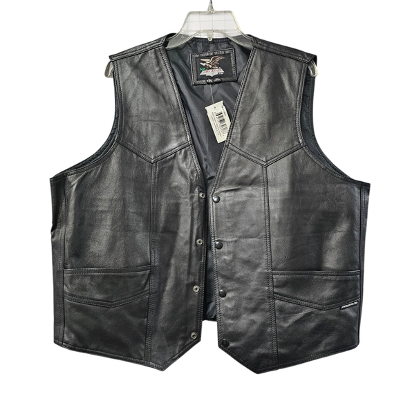 Jamin Leather Other - Jamin Leather Black Leather Ultra Soft Lambskin Biker Vest New Size XXL